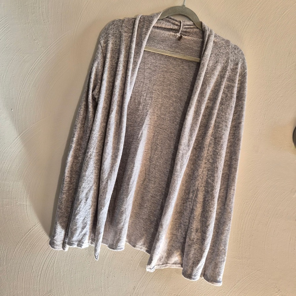 Poof Womens Medium Oakmeal Granola Girl Drape Cardigan Open Front Loungewear